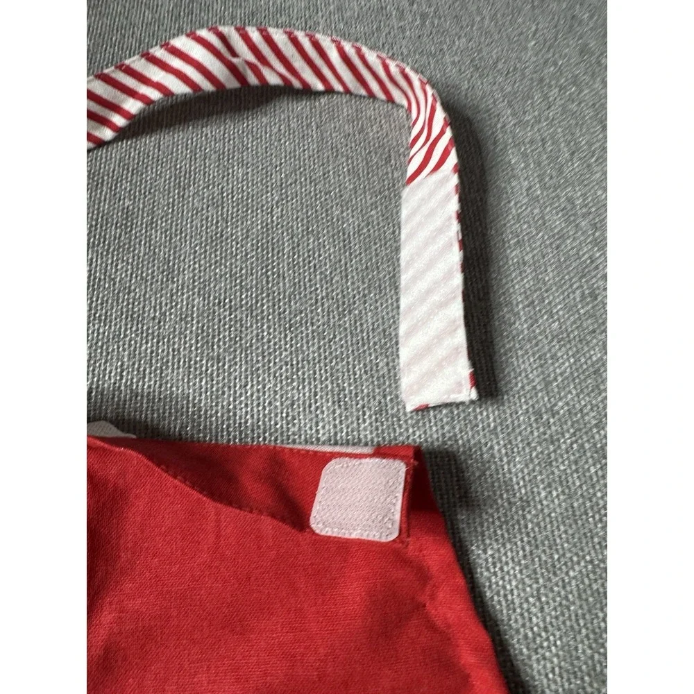 Christmas Apron Kids Red With Candy Canes Tie Waist And Attachment Around Neck